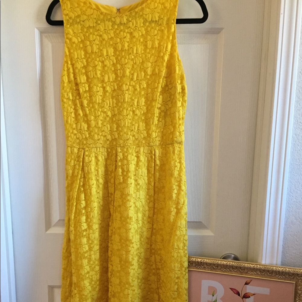 Merona yellow lace dress knee length